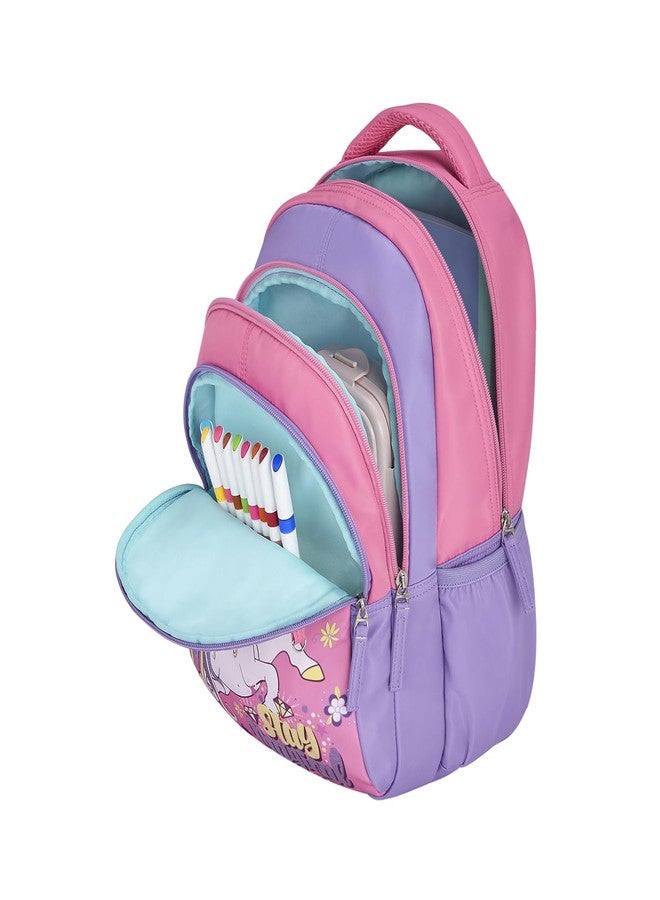 جيني حقيبة ظهر مدرسية للبنات من جيني توينكلكورن | 15 بوصة - 20 لترًا بثلاثة أقسام، خفيفة الوزن مع أكتاف مبطنة | مثالية للكتب، زجاجات المياه، الأدوات المكتبية، علبة الغداء، والأغراض الأساسية - وردي - Image 5